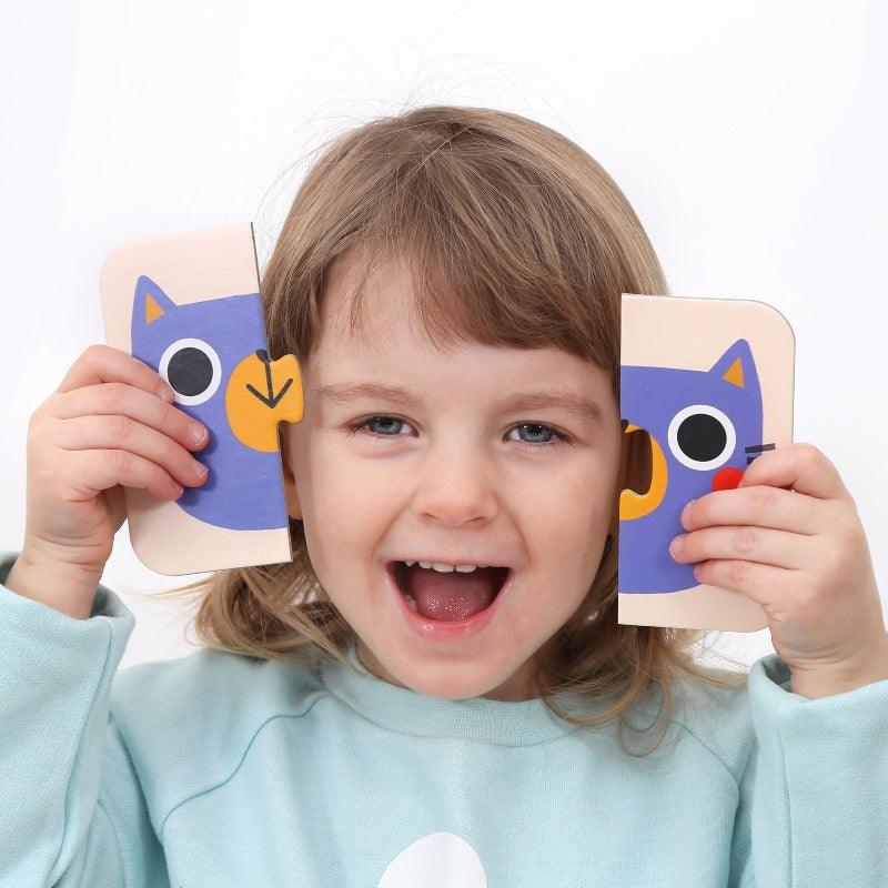 On-the-go puzzle halves faces 15m+ Banana Panda