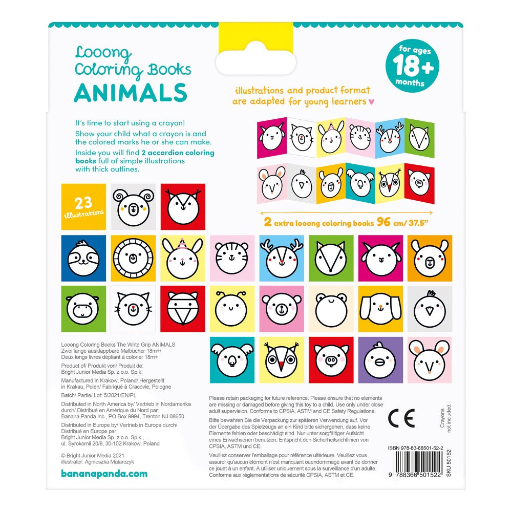 Livro desdobrável colorir - Looong coloring Book Animals, Banana Panda