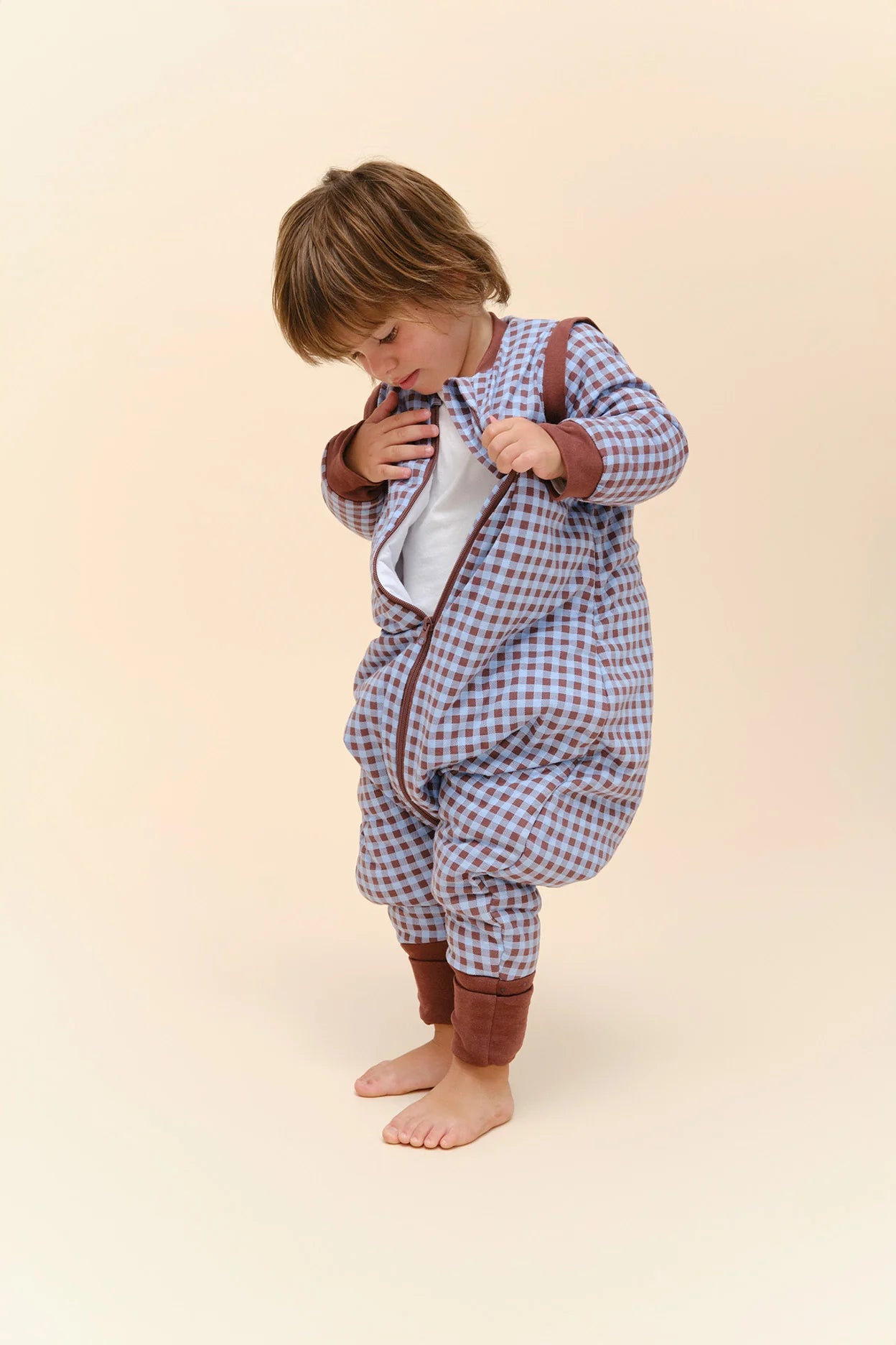 Saco de Dormir com mangas e meias antiderrapantes Vichy Brown & Blue TOG 2.5, Molis & Co