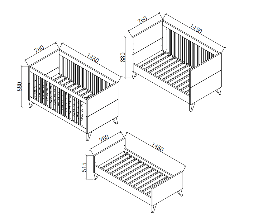 Ikid Berço evolutivo Lazio 70x140 - Pitusca