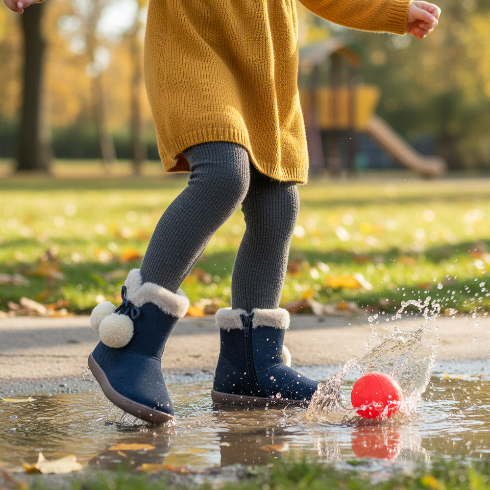 Bota Barefoot Waterproof c/ponpons Azul, Chetto