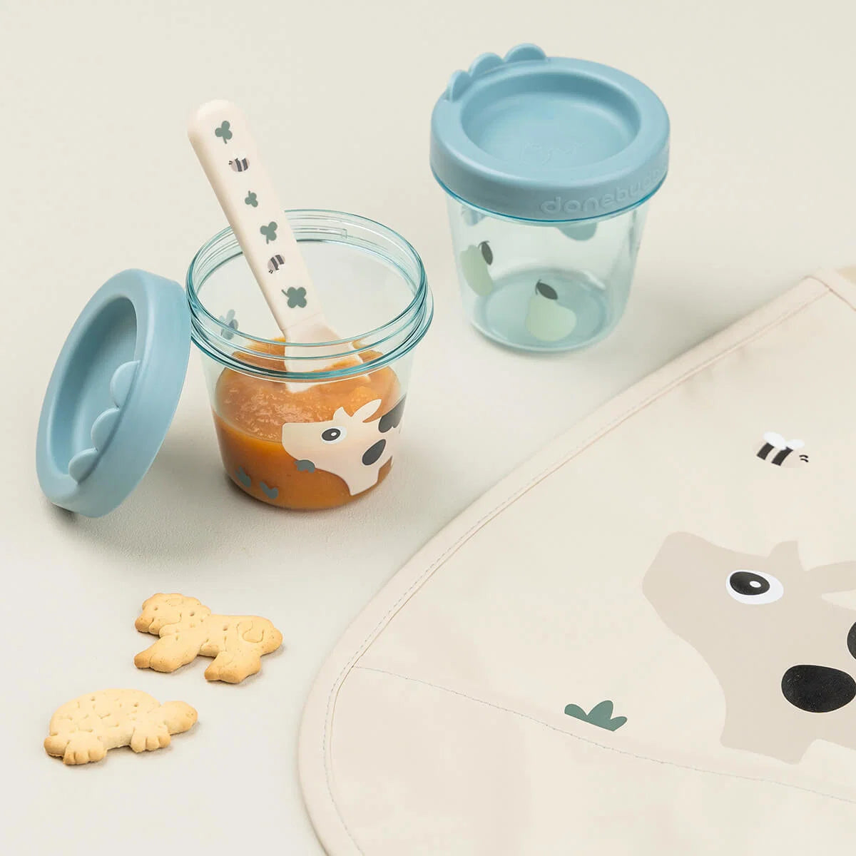 Copos para comida de bebé (pack 2), Tiny farm Blue