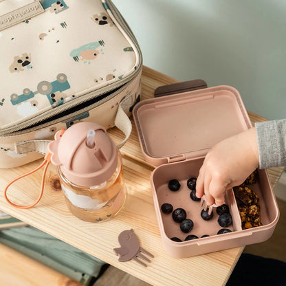 Caixa de snacks com mini garfo, Tiny Farm Powder