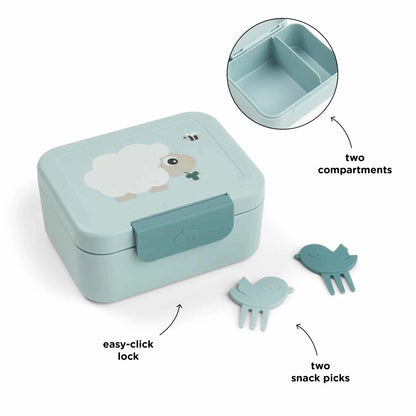 Caixa de Snacks c/ mini garfo, Tiny Farm Blue