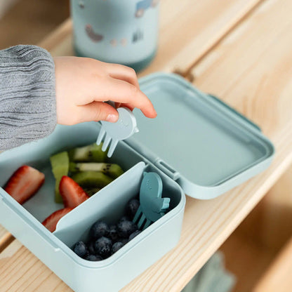 Caixa de Snacks c/ mini garfo, Tiny Farm Blue