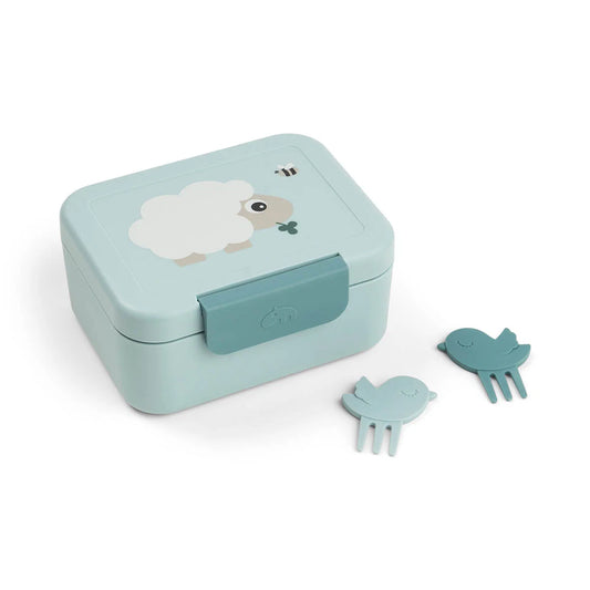Caixa de Snacks c/ mini garfo, Tiny Farm Blue