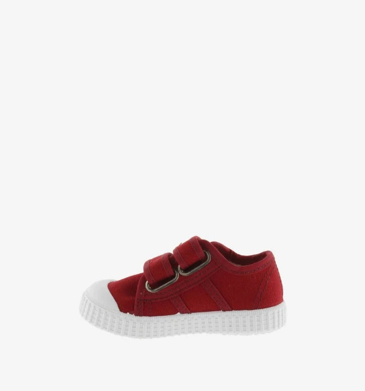 Victoria Shoes - Ténis lona com velcro, vermelho