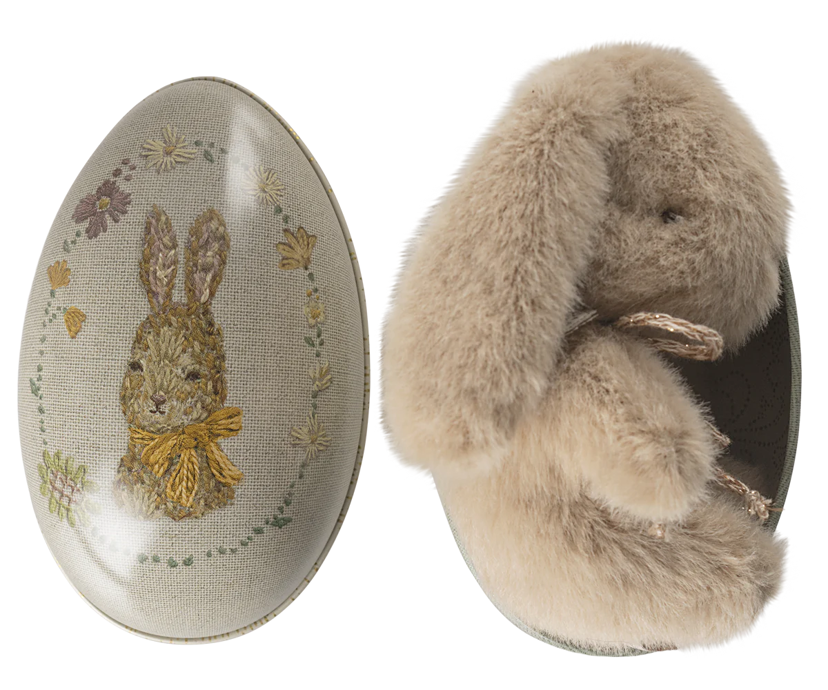 Ovo de Páscoa de metal Pequeno Coelho e Flores, Maileg