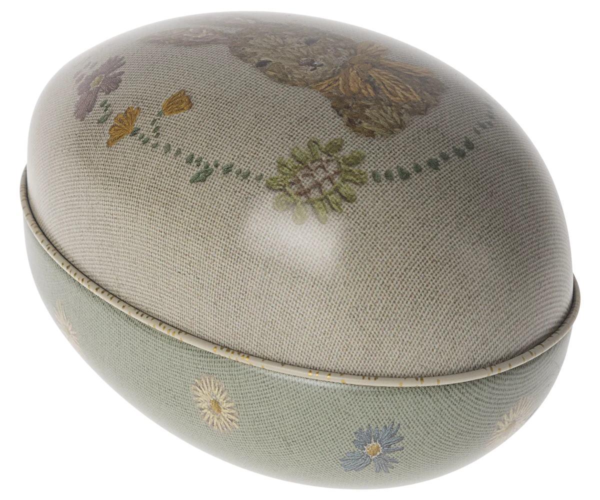 Ovo de Páscoa de metal Pequeno Coelho e Flores, Maileg