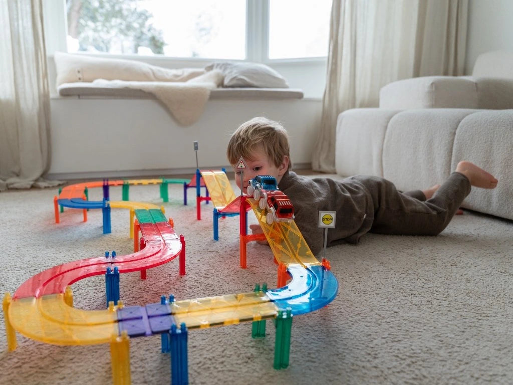 Magnetic Tiles - Pista de Carros Colorida 100 peças 