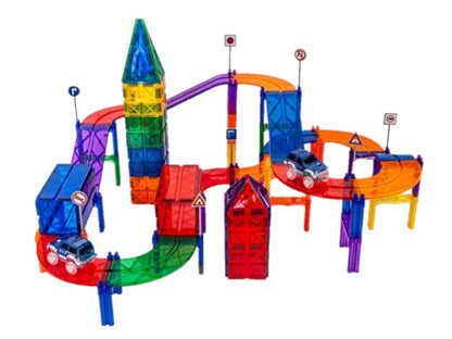 Magnetic Tiles - Pista de Carros Colorida 100 peças 
