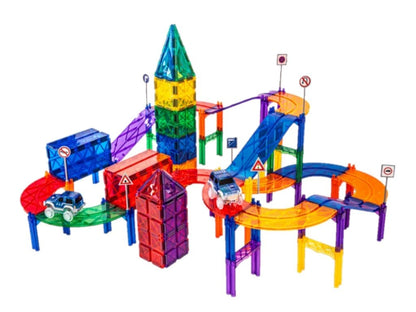Magnetic Tiles - Pista de Carros Colorida 100 peças 