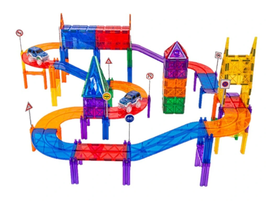 Magnetic Tiles - Pista de Carros Colorida 100 peças 