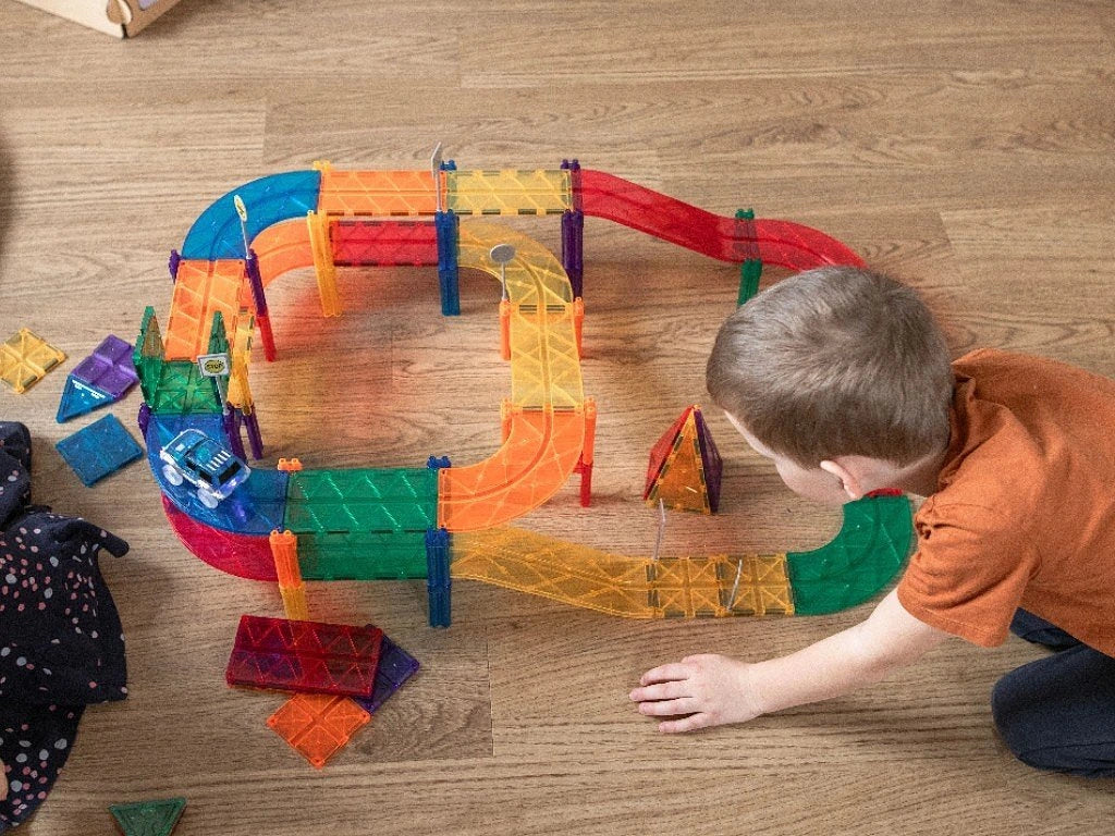 Magnetic Tiles - Pista de Carros Colorida 100 peças 