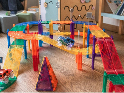 Magnetic Tiles - Pista de Carros Colorida 100 peças 