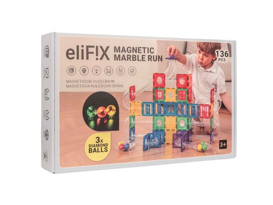 Magnetic Tiles - Pista de Bolas 136 peças + Bolas Luminosas