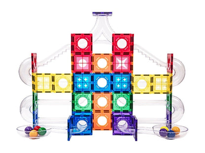 Magnetic Tiles - Pista de Bolas 136 peças + Bolas Luminosas