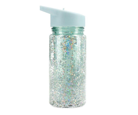 Garrafa com palhinha glitter stars Turquesa, Tutete