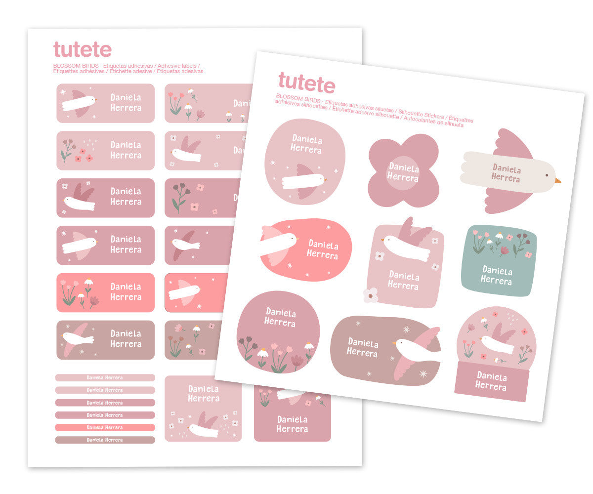 Etiquetas Autocolantes para Objetos, Blossom Birds