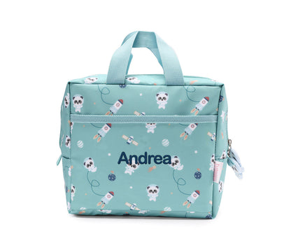 Lancheira Térmica Infantil Personalizável, Pandas In Space
