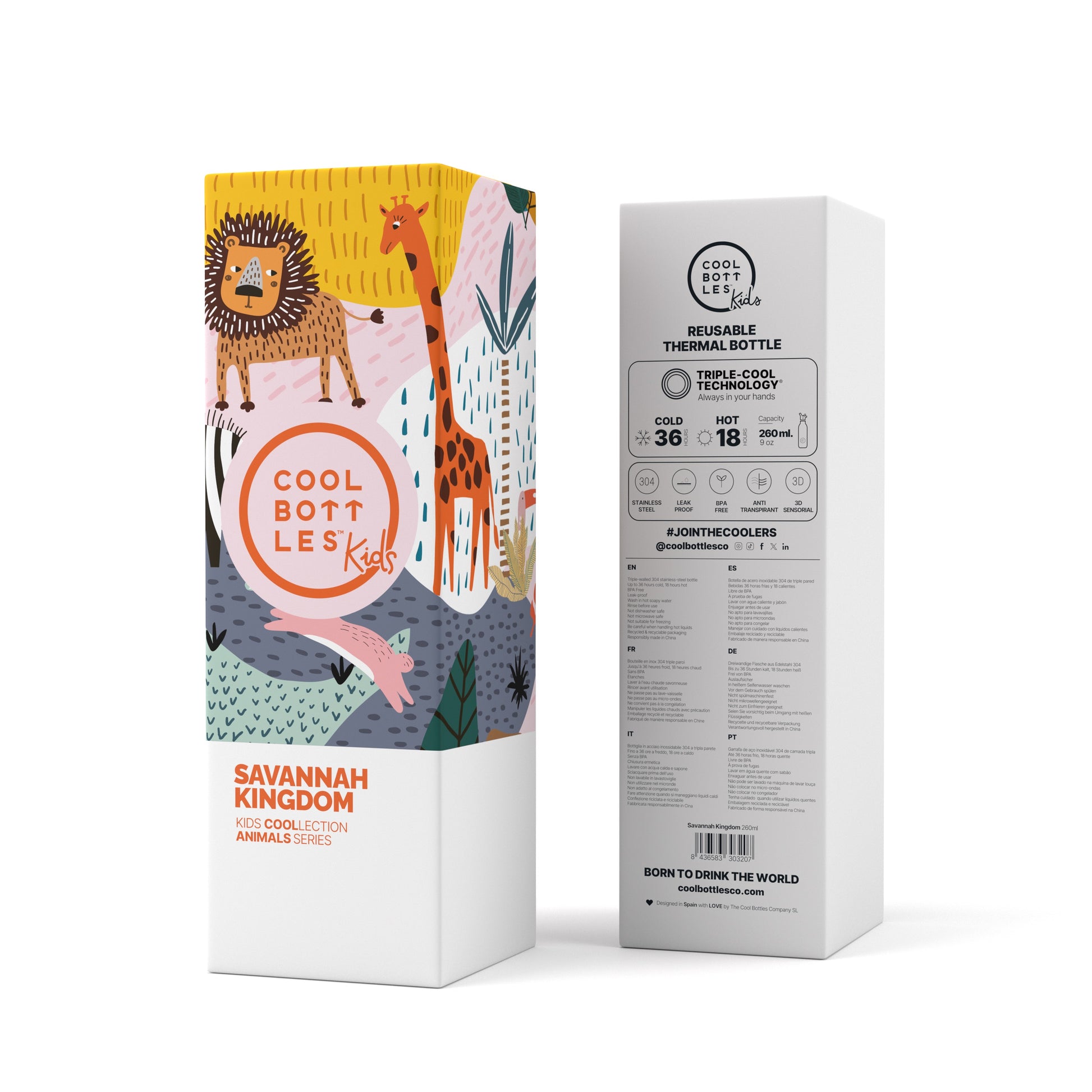 Garrafa térmica Cool Bottles, Savannah Kingdom 260ml