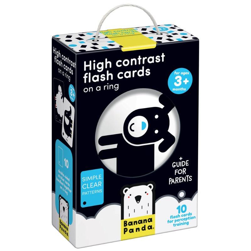 High contrast flash cards on a ring Banana Panda