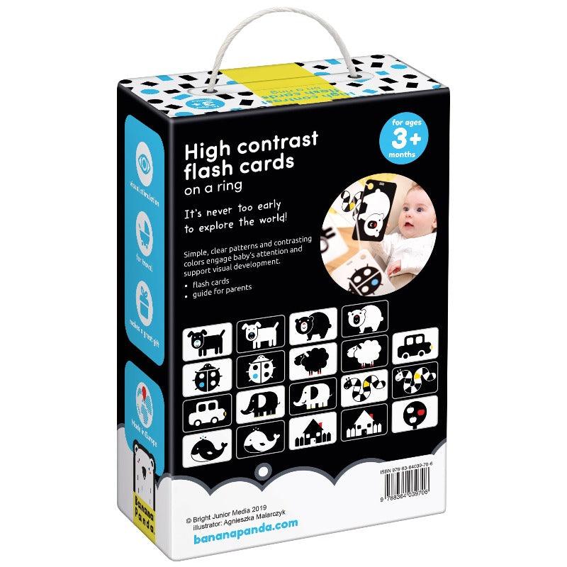 High contrast flash cards on a ring Banana Panda