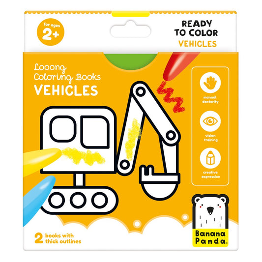 Looong Coloring Book Vehicles - Livro desdobrável para colorir 2+, Banana Panda