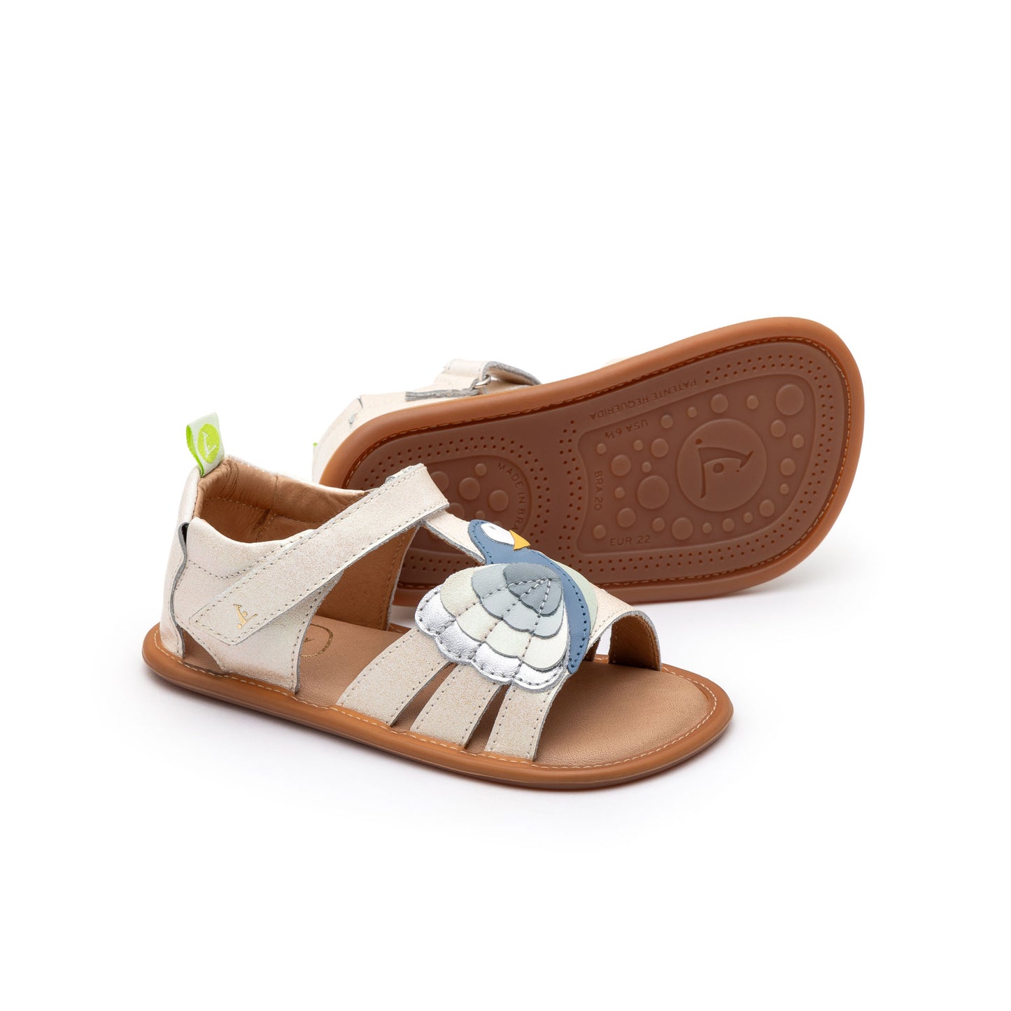 Tip Toey Joey - Sandálias Macaw (Andar e Equilibrar), White Dream/Mint/Denim