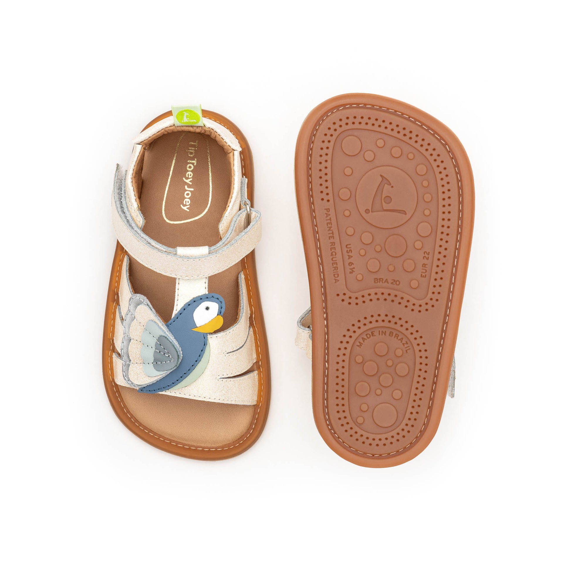 Tip Toey Joey - Sandálias Macaw (Andar e Equilibrar), White Dream/Mint/Denim