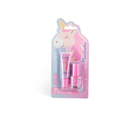 Set de unhas e lip gloss rosa, Little Unicorn