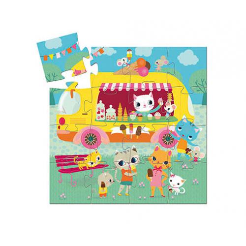 Carrinha dos Gelados  - Puzzle Silhueta 16 peças 3+, Djeco