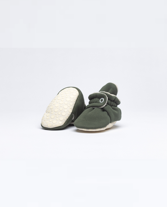 Zás Trás Baby Booties Fluffy, Olive Treat