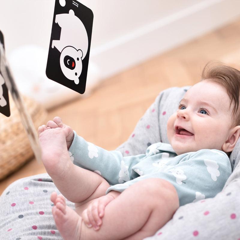 High contrast flash cards on a ring Banana Panda