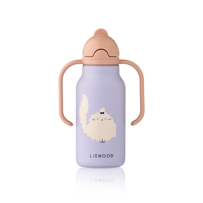 Garrafa Térmica de Asa Dupla Kimmie Cat/Warm Lilac 250 ml, Liewood