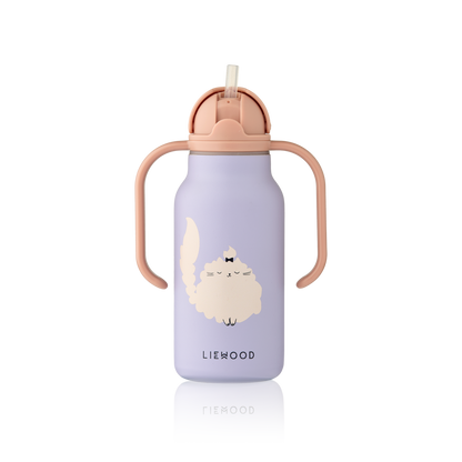 Garrafa Térmica de Asa Dupla Kimmie Cat/Warm Lilac 250 ml, Liewood