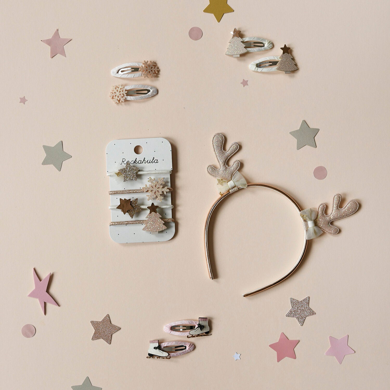 Ganchos com brilhantes Snowflake, Rockahula