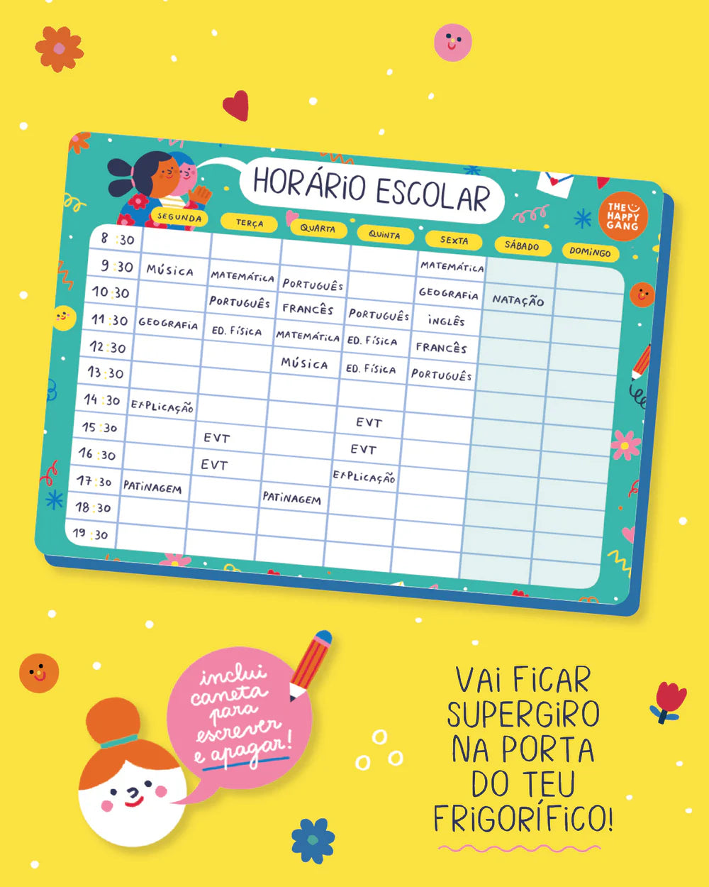 Horário Escolar Magnético Happy Colors, The Happy Gang