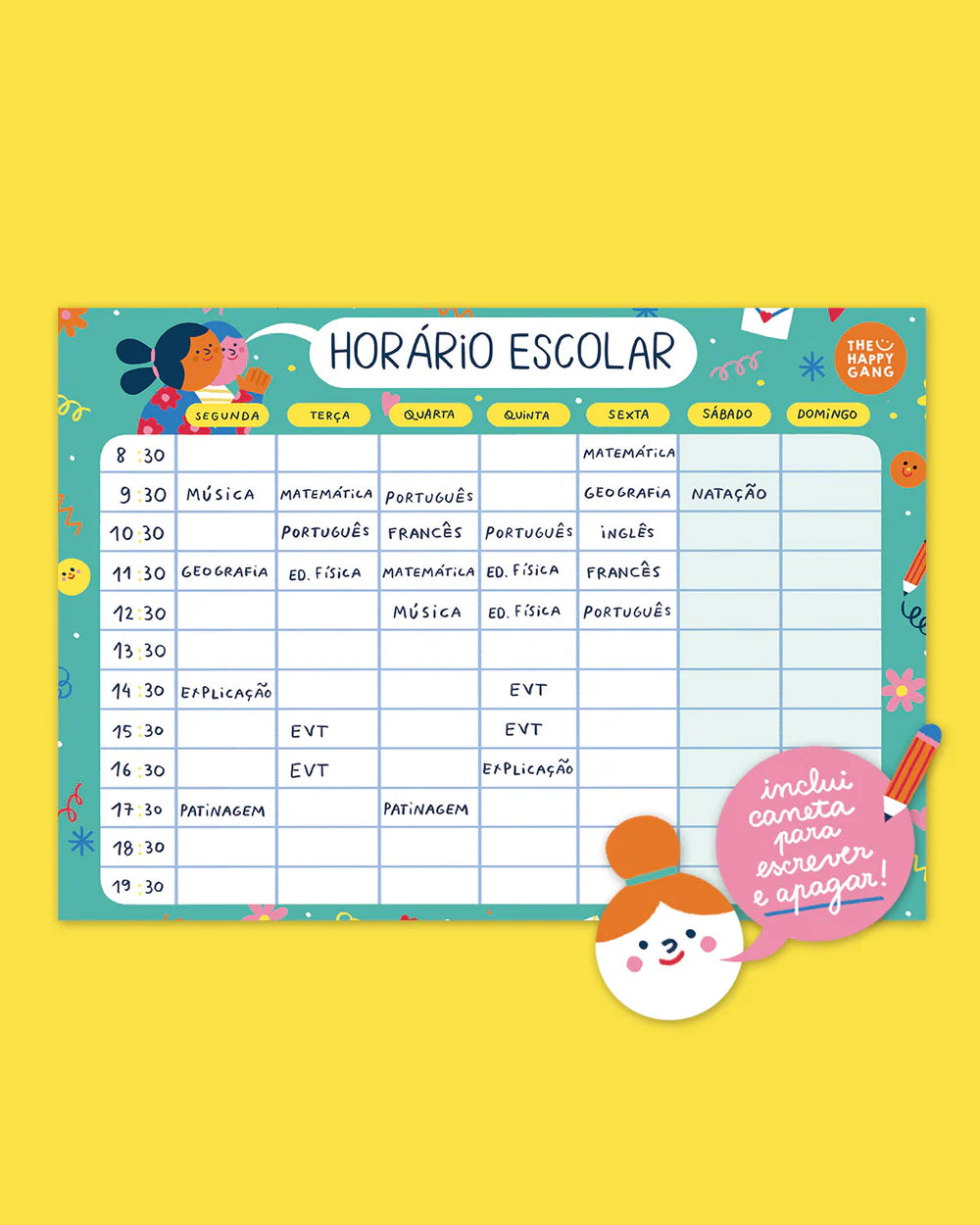 Horário Escolar Magnético Happy Colors, The Happy Gang