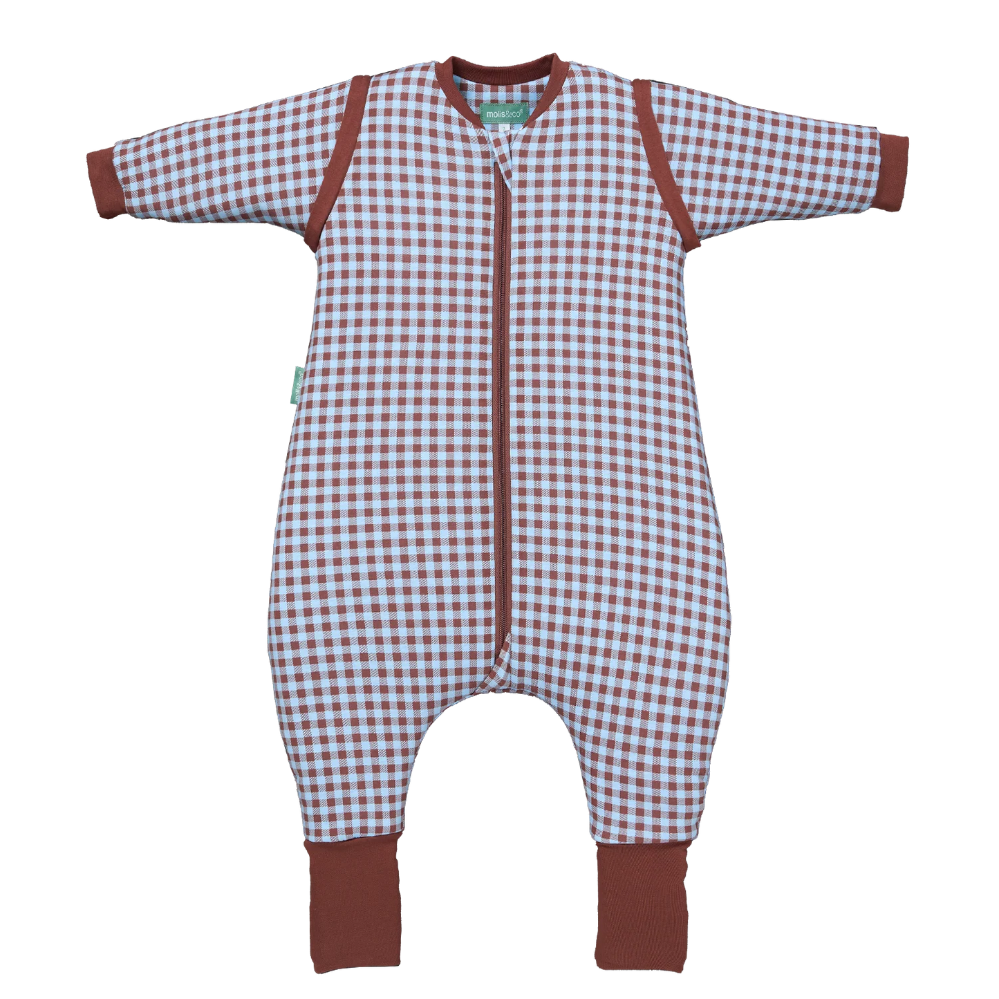 Saco de Dormir com mangas e meias antiderrapantes Vichy Brown & Blue TOG 2.5, Molis & Co