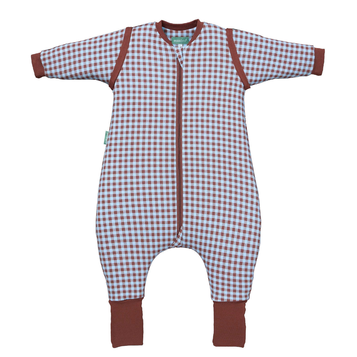 Saco de Dormir com mangas e meias antiderrapantes Vichy Brown & Blue TOG 2.5, Molis & Co