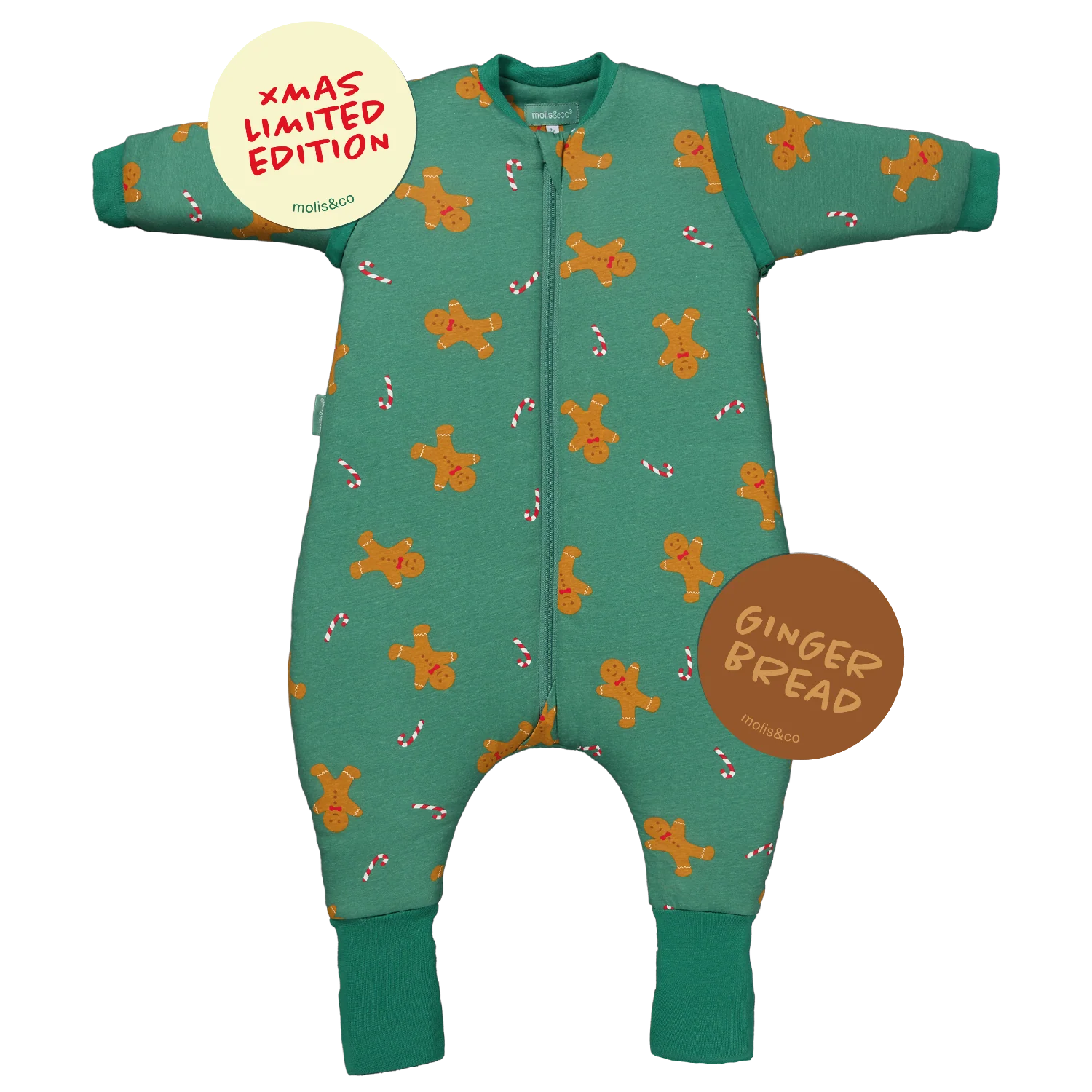 Saco de Dormir com mangas e meias antiderrapantes GingerBread TOG 2.5, Molis & Co