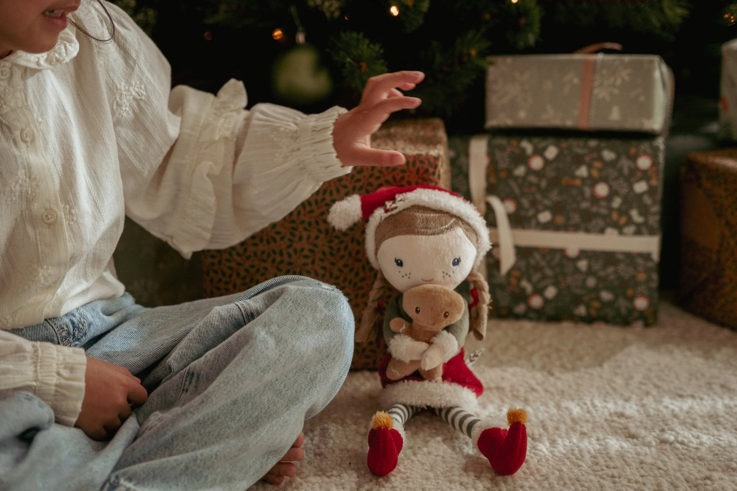 Boneca de Pano Macia Rosa Christmas Edition, Little Dutch