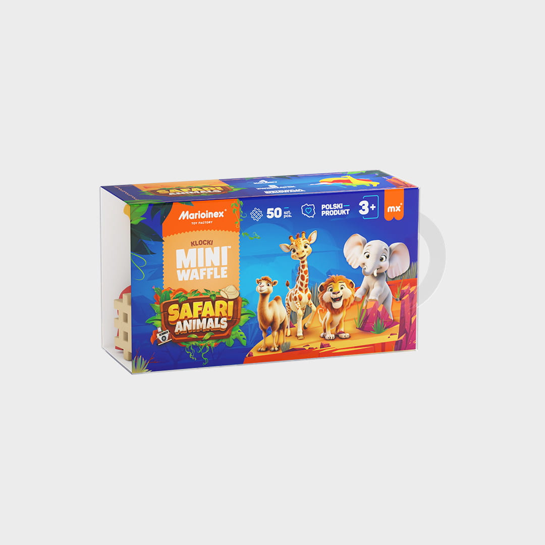  Marioinex Mini Waffle, Animals SAFARI 50 pcs 3+