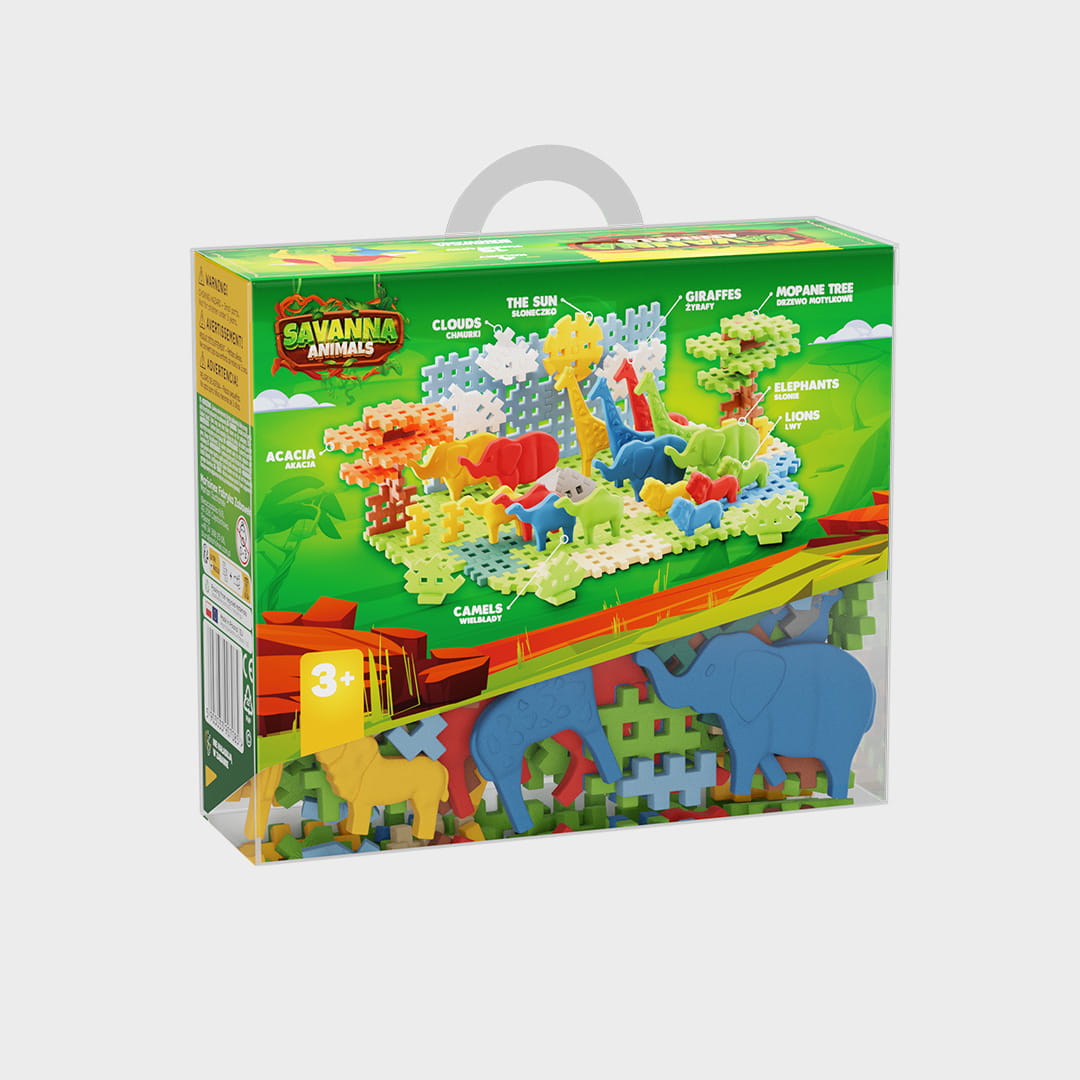 Marioinex Mini Waffle, Animals SAFARI 100 pcs 3+