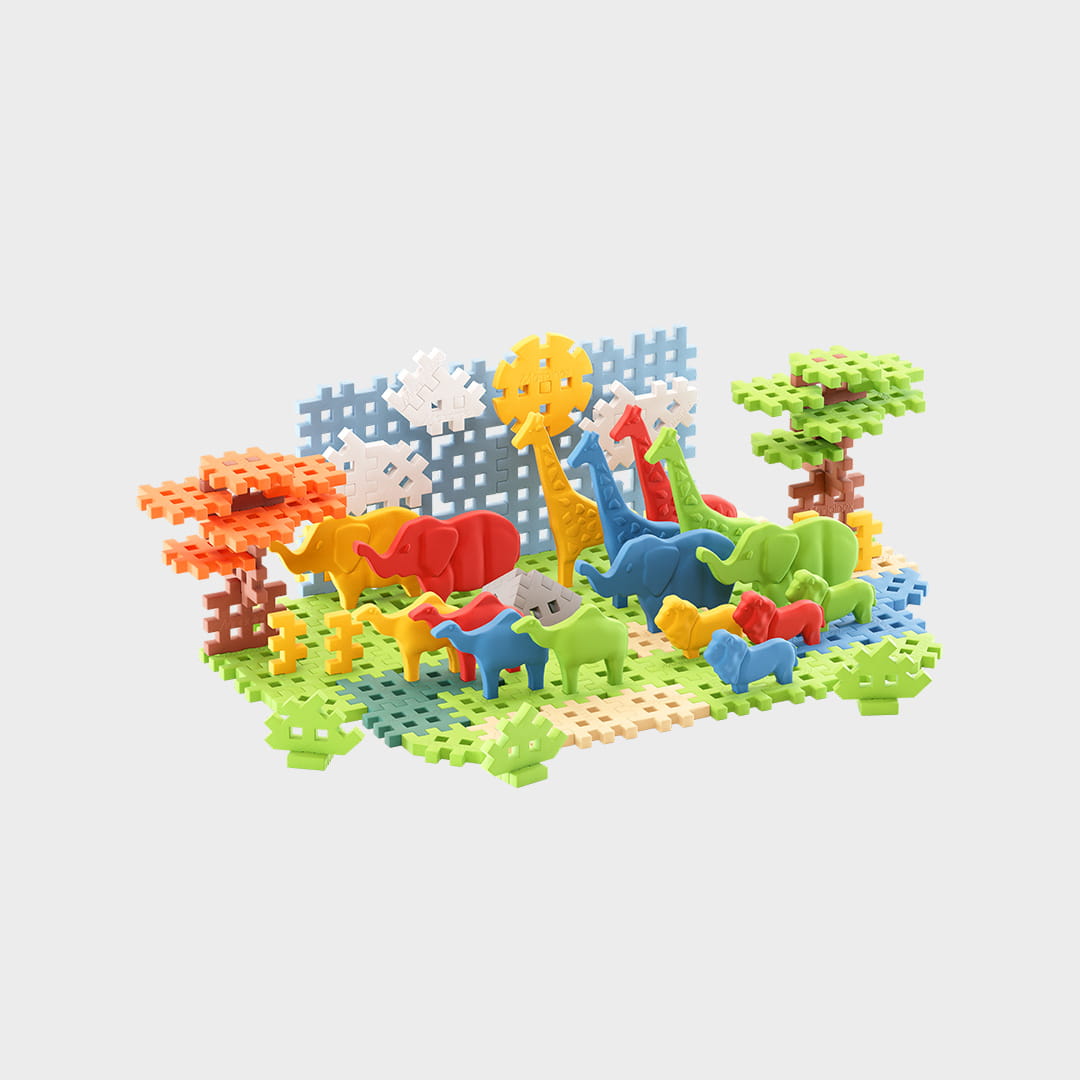 Marioinex Mini Waffle, Animals SAFARI 100 pcs 3+