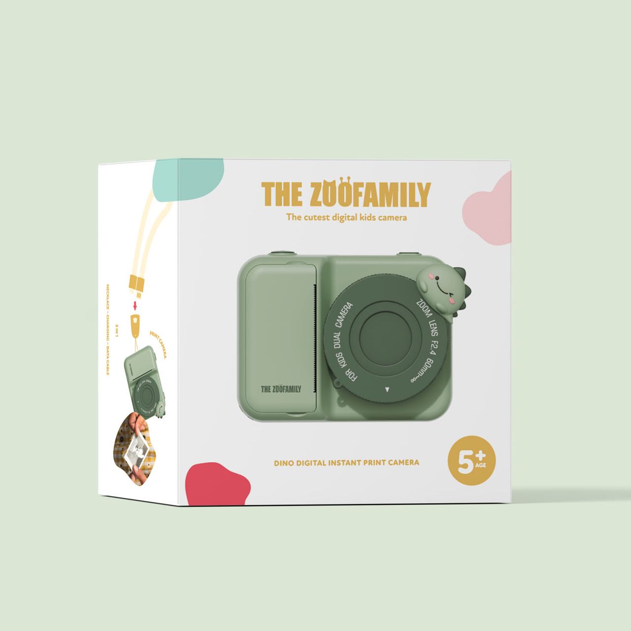 Máquina Fotográfica Infantil  instantânea The Zoo Family – Zoo Print Dino Verde
