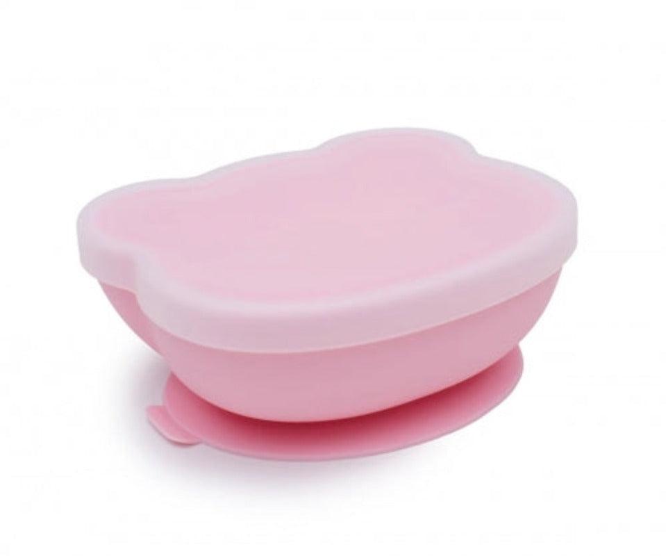 Tigela de silicone com ventosa rosa