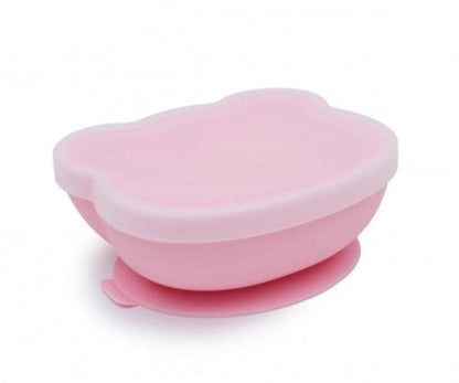 Tigela de silicone com ventosa rosa