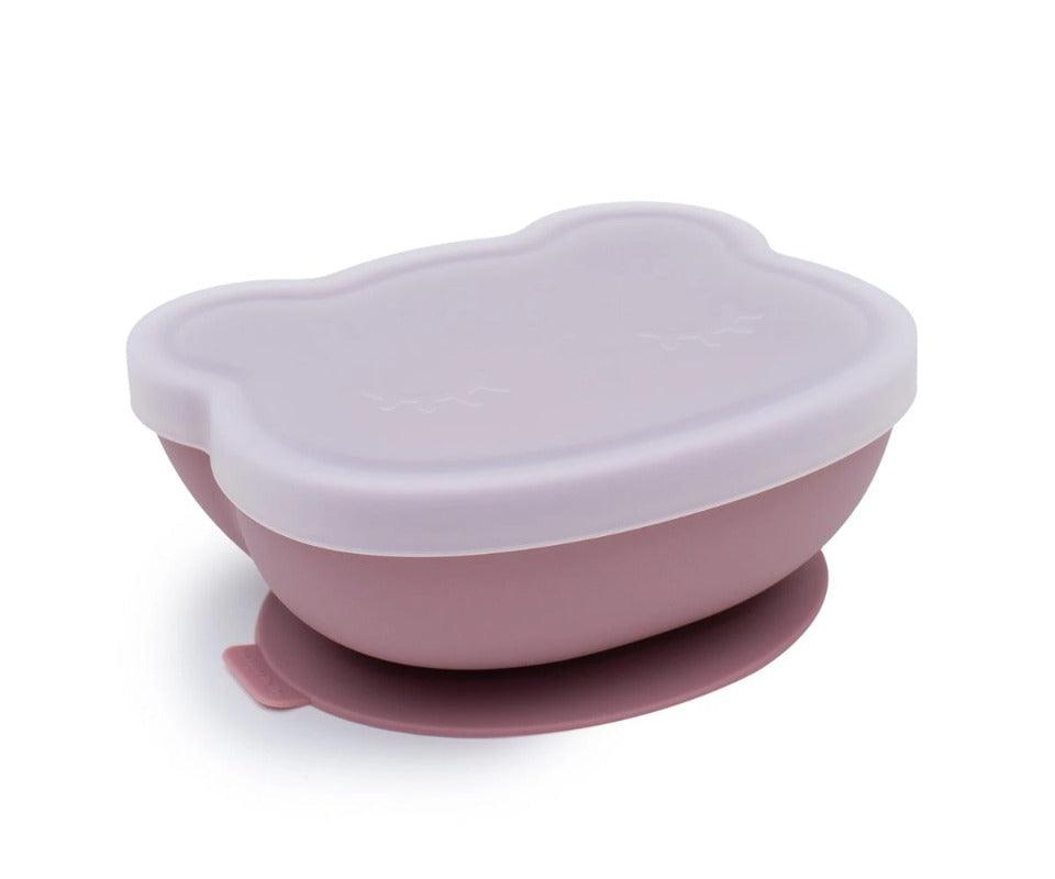 Tigela de silicone com ventosa rosa